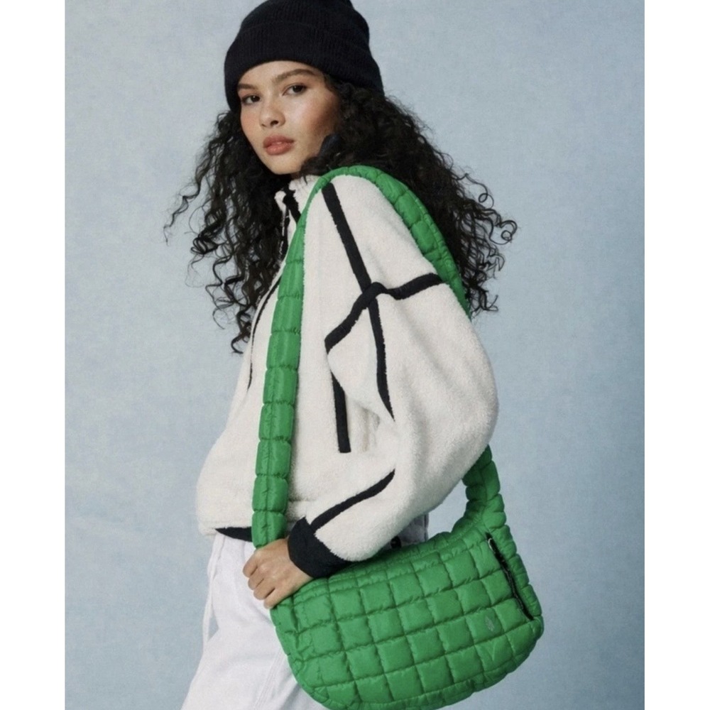 FP Movement Quilted Baby Carryall Sling Bag Kelly Green Crossbody Has Pen Marks